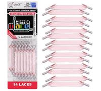 U-Lace uLace Classic No-Tie Shoelaces - Elastic Shoe Laces for Sneakers | Stretchy, Elastic Laces | Easy Installation - 14 Laces, Light Pink, Classic