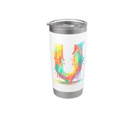 U Letter Colorful Dripping Paint Alphabet Stainless Steel Insulated Tumbler