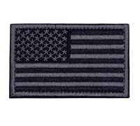 U-LIAN USA Flag Patch Embroidered American Flag Tactical Patch Hook&Loop Fastener Backing Emblem (Black+Silver Grey)