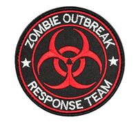 U-LIAN Zombie Outbreak Response Team Biohazard Morale Tactical Patch Embroidered Applique with Hook and Loop Fastener Backing Patch (Black+Red)