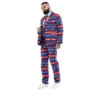 U LOOK UGLY TODAY Mens Christmas Party Suit Funny Costume Novelty Xmas Jacket with Tie -Medium - Fair Isle on Fleek