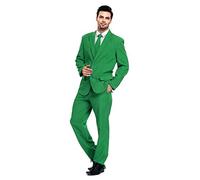 U LOOK UGLY TODAY Mens Party Suit Solid Color Jacket Costume Leisure Suit for Halloween Party with Tie & Pants -M Medium Green