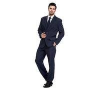 U LOOK UGLY TODAY Mens Party Suit Solid Color Jacket Costume Leisure Suit for Halloween Party with Tie & Pants -L Dark Blue