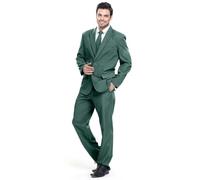 U LOOK UGLY TODAY Men's Suit Party Christmas Costume Fashionable Normal Cut Festive Suits Party Suits Plain, Dark Green, XXXL