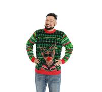 U LOOK UGLY TODAY Unisex Men Women LED Christmas Jumper Ugly Funny Chunky Knitted Festive Pullover Sweatshirt for Party L