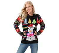 U LOOK UGLY TODAY Unisex Women's LED Christmas Jumper Light Up Novelty Rudolph Santa Reindeer Long Sleeve Xmas Tree Men's Sweater 3XL