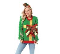 U LOOK UGLY TODAY Unisex Women's LED Christmas Jumper Light Up Novelty Rudolph Santa Reindeer Long Sleeve Xmas Tree Men's Sweater XL