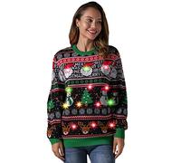 U LOOK UGLY TODAY Unisex Women's Ugly Christmas Jumper Funny, LED Fairisle Xmas Sweater Top - Festive Brights