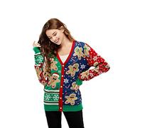 U LOOK UGLY TODAY Women's Christmas Cardigan Funny Novelty Knitted Jumper for Party Sweater