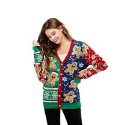 U LOOK UGLY TODAY Women's Christmas Cardigan Funny Novelty Knitted Jumper for Party Sweater, Gingerbread, S