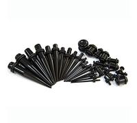 U-M PULABO 18 Pieces Ear Tapers Full Kit Acrylic Earring Stretcher Tunnel Black Comfortable and Environmentally Popular