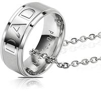 U-M PULABO DAD MOM Letters Ring Pendant Necklace Mother's/Father's Day Parents Gift Durable