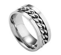 U-M PULABO Rotatable Chain Ring Rotatable Titanium Stainless Steel Ring Spinner Ring Wedding Band for Men's Birthday Engagement Fathers' Day Valentine's Day Etc Useful, Silver, 13.0 cm*10.0 cm*2.0 cm