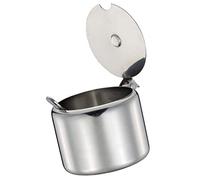 U-M PULABO Stainless Steel Sugar Bowl Condiment Seasoning Pot Sugar Canister with Spoon - Silver, 285ml Portable and Useful Popular