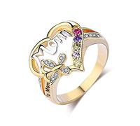 U-M PULABO Women Mom Finger Ring Love Heart Flower Crystal Bohemian for Motherfts Day Creative and Exquisite Popular