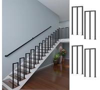 U/M Shape Black Wrought Iron il for Steps & Stairs -Bannister Rail for Outdoor & Indoor Use - Perfect for Garden Decks Terraces Balconies - 4-Piece Set