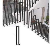 U-M Shape Outdoor Steps il Black Square Wrought Iron Side-Mounted Railing for Stairs Decks Balconies & Gardens - Guardrail for Indoor/Outdoor Use