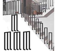 U/M Shape Outdoor Steps il Black Wrought Iron Bannister Rail for Stairs Garden Deck Balcony & Terrace - Durable Side Mounted Safety Railing (75cm 4 Pieces)
