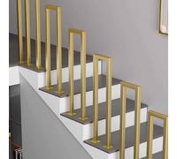 U/M Shape Stairs Handrail - Metal Stair Railing, Indoor Outdoor Non-Slip Support Poles, Retro Wrought Iron Safety Fence, Disabled Support Transitional Hand, Easy To Install Handrails Kit(Gold-U,35cm)