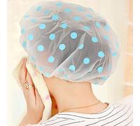 U-M Womens Cute Polka Dot Printed Waterproof Shower Cap Spa Shower Bath Cap Hat Blue Creative and UsefulAre