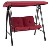 U-MAX 2 Seater Garden Swing Chair, Outdoor Hammock Bench with Adjustable Canopy Thick Padded, Hammock Chair Bench For Garden Patio Balcony(Red)