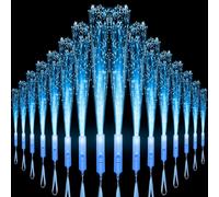 U-MOJOK 18 PCS Blue LED Fiber Optic Wands Glow Sticks, Light Up Wands, Fiber Optic Lights Rod, Flashing Wands with 3 Light Modes for Wedding,Halloween,Christmas, Neon Party Favors Supplies