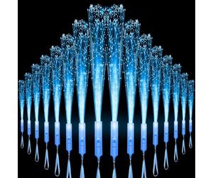U-MOJOK 18 PCS Blue LED Fiber Optic Wands Glow Sticks, Light Up Wands, Fiber Optic Lights Rod, Flashing Wands with 3 Light Modes for Wedding,Halloween,Christmas, Neon Party Favors Supplies