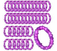 U-MOJOK 36 Pcs Purple Light up Hawaiian Leis Flower Necklace LED Leis Artificial Luau Flowers Necklaces Glow in The Dark for Carnival Beach Wedding Masquerade Tropical Themed Party