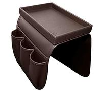 U NEATOPA Couch Remote Caddy Control Holder Sofa Synthetic PU Leather Organizer with Detachable Tray for Recliner Chair Armrests with 4 Slots - 1 Large Pockets and 3 Small Pockets (Brown)