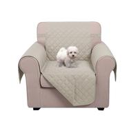 U-NICE HOME Recliner Chair Covers Reversible Chair Cover Pet Covers for Dogs with Elastic Straps Water Resistant Diamond Quilted (23''Armchair, Beige/Beige)