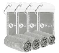 U-pick 4 Packs Cooling Towels for Neck and Face[40"x12"], Soft Breathable Chilly Towel, Athletes Keep Cool Neck Rags, Sweat Towels for Gym, Yoga, Camping, Travel, Running, Golf - Gray
