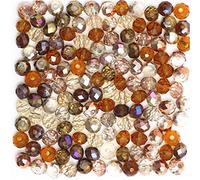 U Pick Color 1200pcs 4mm Rondelle Faceted Crystal Glass Beads Loose Spacer Round Beads for Jewelry Making (Golden Multicolor)