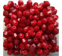 U Pick Colors 200pcs 4mm Bicone Beads Faceted Crystal Bead Glass Beads Loose Spacer Beads for DIY Jewelry Making (Solid red)