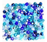 U Pick Colors 200pcs 4mm Bicone Beads Faceted Crystal Bead Glass Beads Loose Spacer Beads for DIY Jewelry Making (Blue Multicolor)