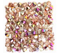 U Pick Colors 200pcs 4mm Bicone Beads Faceted Crystal Bead Glass Beads Loose Spacer Beads for DIY Jewelry Making (red Copper ab)