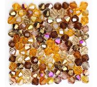 U Pick Colors 200pcs 4mm Bicone Beads Faceted Crystal Bead Glass Beads Loose Spacer Beads for DIY Jewelry Making (Golden Multicolor)