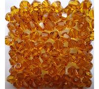 U Pick Colors 200pcs 4mm Bicone Beads Faceted Crystal Bead Glass Beads Loose Spacer Beads for DIY Jewelry Making (Golden)