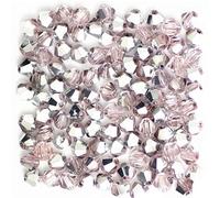 U Pick Colors 200pcs 4mm Bicone Beads Faceted Crystal Bead Glass Beads Loose Spacer Beads for DIY Jewelry Making (Pink Silver)