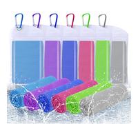 U-picks 6 Pack Cooling Towels, 100x30 cm, Microfiber, Sky Blue/Purple/Sapphire Blue/Rose Red/Green/Gray, Sports Cooling Towels for Neck, Yoga, Golf, Gym and More Activities