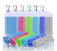 U-picks 6 Pack Cooling Towels, 100x30 cm, Microfiber, Sky Blue/Rose Red/Green/Sapphire Blue/Gray, Sports Cooling Towels for Neck, Yoga, Golf, Gym and More Activities