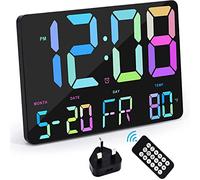 U-picks Digital Clock Large Display, 11.5'' Wall Clock, Bedside with Wireless Remote Control, Oversize Alarm Date Temp, 12/24H, for Home Office Kitchen School Gym, 31.00 × 17.00 × 3.50 cm (GH0717)