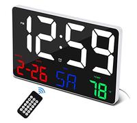 U-picks Digital Wall Clock,11.5" Wall Clock,Large Display Clock with Wireless Remote Control,Oversize Digital Alarm Clock with Date Temp,12/24H,Large Size for Home Office Kitchen School
