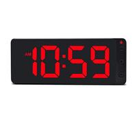 U-picks Large Digital Wall Clock with 10.5" Display, Big Digits, Auto Light control, Easy to Use,12/24 Hr, Time Memory, Silent Wall Clock for Warehouse, garage, living room (Adapter Included)-Red