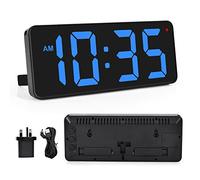 U-picks Wall Clock Digital Clock, Digital Wall Clock Silent Non Ticking with Big Digits, Auto Light control,Easy to Use,12/24 Hr, Wall Clocks Desk Clock for living room/Warehouse/Garage-Blue(Adapter)