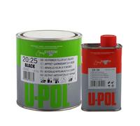 U-POL 1.25 Litre Kit 2K High Build Paint Primer Kit 1 Litre Tin of Black + 0.25 Litre Fast Hardener
