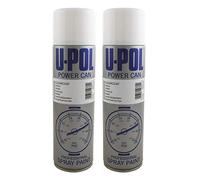 U-POL 2 x Power Can CLEAR LACQUER Paint 500ml Aerosol UPol Powercan Clearcoat Clear Lacquer 2 x 500ml Aerosol Cans