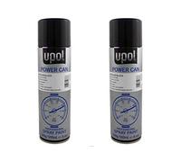 U-POL 2 x Power Can GLOSS BLACK Paint Can 500ml Aerosol UPol Powercan Gloss Black - High gloss, durable top coat Car Wheel Body Paint 2 500ml Aerosol Cans