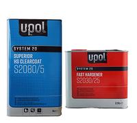 U-POL 7.5lt Clear Lacquer Kit S2080 2K HS Acrylic 5 Litre Clearcoat Lacquer + UPol S2030 Fast 2.5 Litre Hardener Activator
