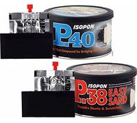 U-POL David's Isopon P38 Multi-Purpose Easy Sand Polyester Body Filler & Davids Isopon P40 Glass Fibre Repair Paste 2K Polyester Bridging 2x 250ml Pack