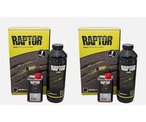U-Pol Raptor BLACK 2 Bottle Kit Tough Urethene Coating Liner Protective Barrier 2 Bottle RAPTOR kit is ideal for smaller applications/touch-ups Compatible with standard & professonal application guns